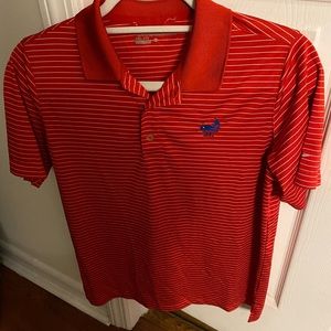 Nike Golf Men's Shirt Dri Fit Polo Short Sleeve Red Striped Size L